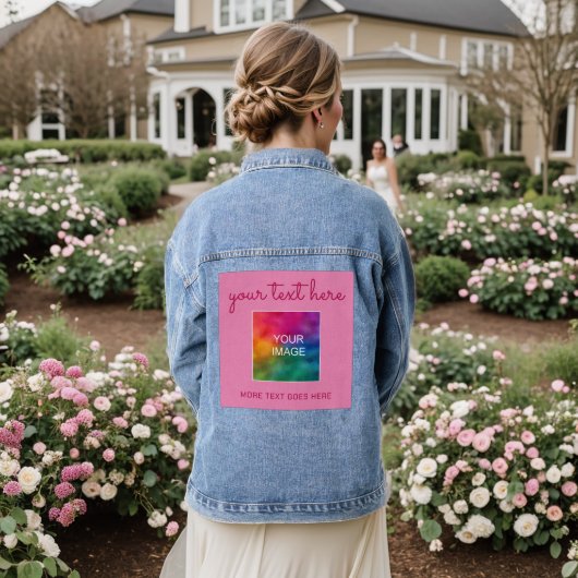 Klant Afbeelding Foto Tekst Naam Sjabloon Vrouwen Denim Jacket (Huwelijk Achterkant)