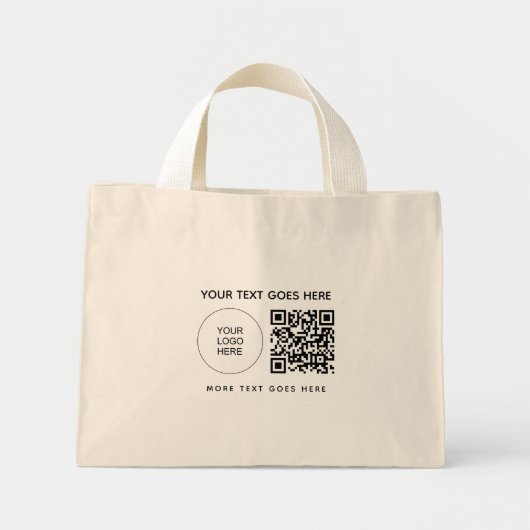 Klant Bedrijf Logo QR Code Streepjescode Mini Tote Bag (Voorkant)