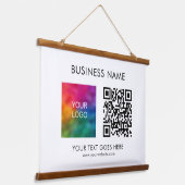 Klant Bedrijf QR Code Logo Tekst Hangend Wandkleed (Gebogen)