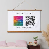 Klant Bedrijf QR Code Logo Tekst Hangend Wandkleed (Slaapkamer)