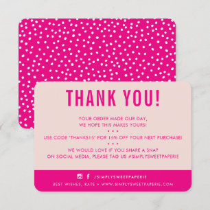 KLANT DANK U moderne blush roze magenta Bedankkaart