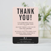 KLANT DANK U moderne schattige blush roze zwart Bedankkaart (Staand voorkant)