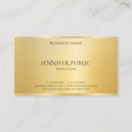 Klant Elegante Sjabloon Modern Faux Gold Gloss Visitekaartje (Achterkant)