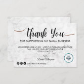 Klant White Marble Script Bedankkaart (Voorkant / Achterkant)