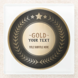 KLANTAFDRUKDIJMEDAL Gold #1 Champion EDITABLE Glazen Onderzetter