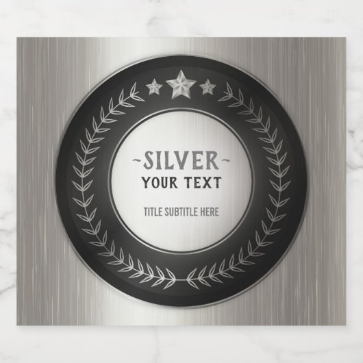 KLANTAFDRUKDIJMEDAL Silver Champion EDITABLE Bier Etiket (Enkel label)