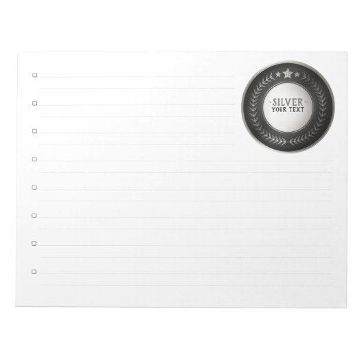 KLANTAFDRUKDIJMEDAL Silver Champion EDITABLE Notitieblok (Voorkant)