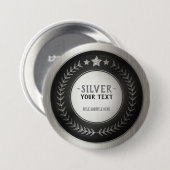 KLANTAFDRUKDIJMEDAL Silver Champion EDITABLE Ronde Button 7,6 Cm (Voorkant /achterkant)