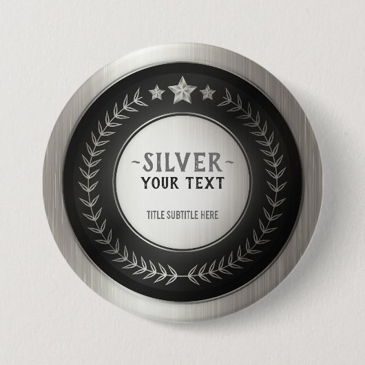 KLANTAFDRUKDIJMEDAL Silver Champion EDITABLE Ronde Button 7,6 Cm (Voorkant)