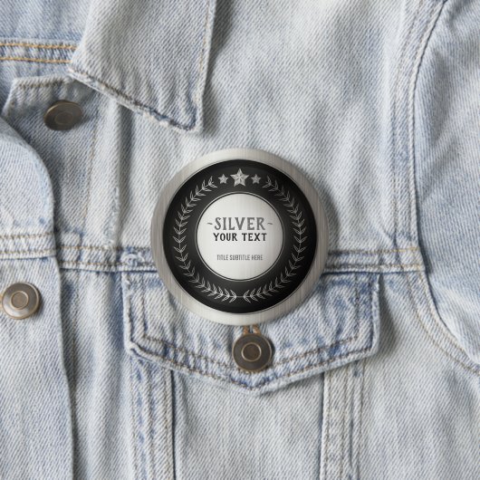 KLANTAFDRUKDIJMEDAL Silver Champion EDITABLE Ronde Button 7,6 Cm (In situ)