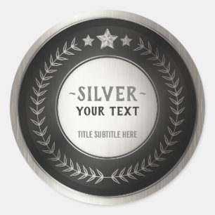 KLANTAFDRUKDIJMEDAL Silver Champion EDITABLE Ronde Sticker