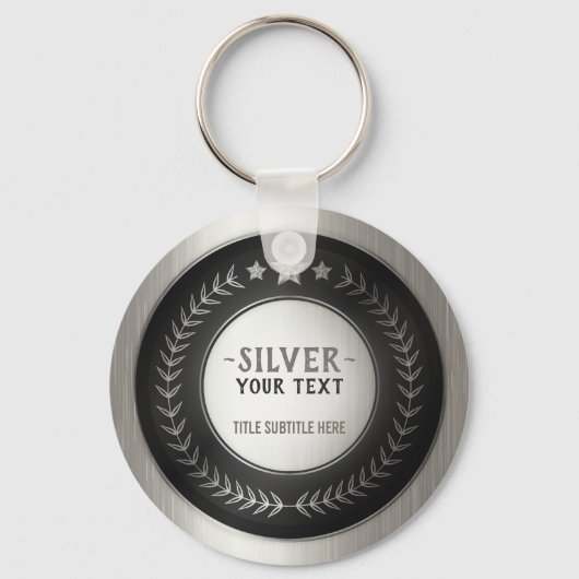 KLANTAFDRUKDIJMEDAL Silver Champion EDITABLE Sleutelhanger (Voorkant)