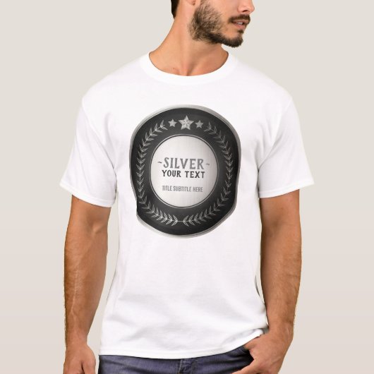 KLANTAFDRUKDIJMEDAL Silver Champion EDITABLE T-shirt (Voorkant)