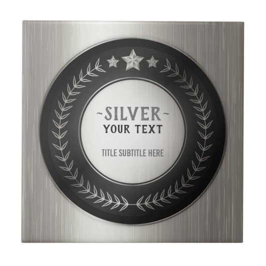 KLANTAFDRUKDIJMEDAL Silver Champion EDITABLE Tegeltje (Voorkant)
