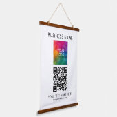 Klanten Bedrijf Logo Tekst QR Code Hangend Wandkleed (Gebogen)
