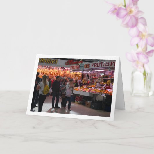 Klanten bij de Mercado Central, Valencia, Spanje Kaart (Orchidee)