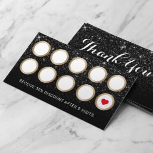 Klantenkaartje Modern Black Glitter Beauty Salon
