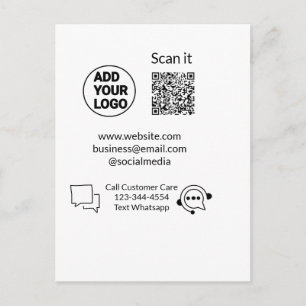 Klantenondersteuning bellen tekst whatsapp QR-code Briefkaart
