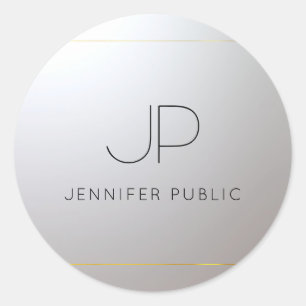 Klantenreferentie Gold Silver Sjabloon Initiaal Mo Ronde Sticker