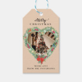 Klantenspecifiek fotohart voor prettig kerstfeest cadeaulabel (Voorkant)