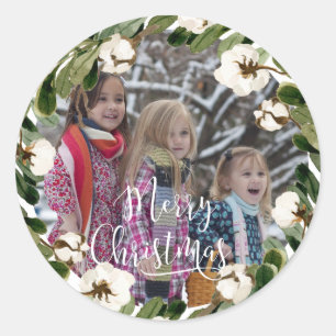 Klantenspecifieke fotokerende kerst ronde sticker