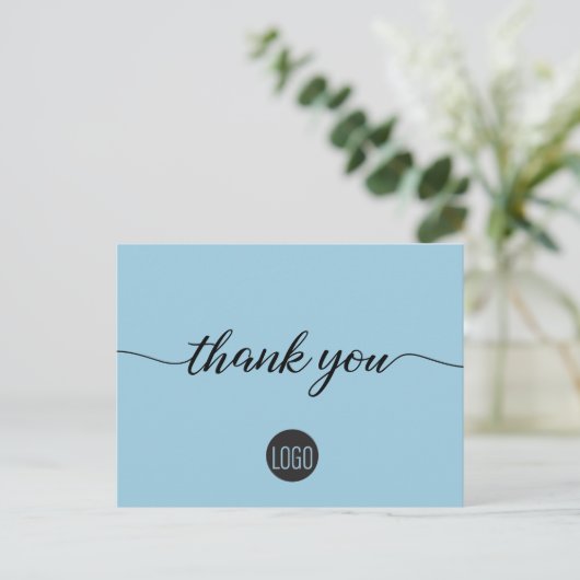 Klantenwaardering zakelijke sjabloon blauw briefkaart (Staand voorkant)