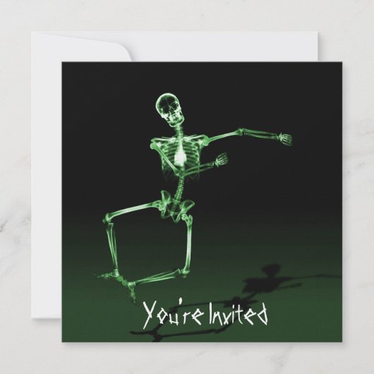 KLANTINVITES - X-Ray Skeleton Joy Leap - Green Kaart (Voorkant)