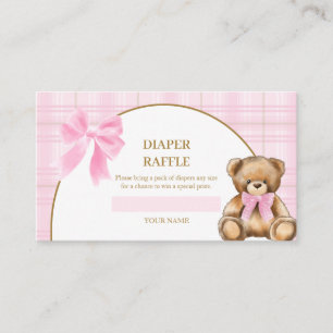 Klantkaart voor luierraffle met teddybeer en roze informatiekaartje
