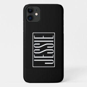 Klantnaam of -woord vet en modern Wit op zwart iPhone 11 Hoesje