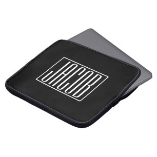 Klantnaam of -woord vet en modern Wit op zwart Laptop Sleeve