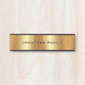 Klantnaam Zwart & Goud Elegant Modern Deurbordje (Voorkant)