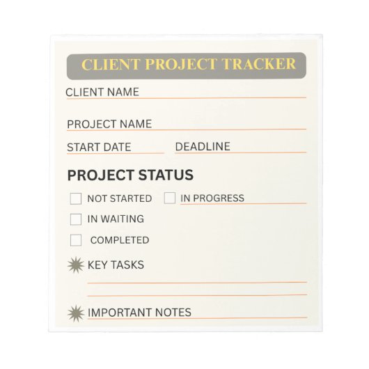 Klantproject Tracker Notitieblok (Voorkant)