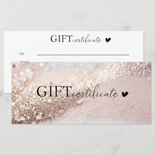 Klantspecifiek, roze-gouden glitter, zakelijk (Voorkant / Achterkant)