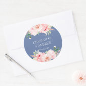 klantspecifieke florale bruiloft ronde sticker (Envelop)