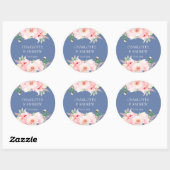 klantspecifieke florale bruiloft ronde sticker (Vel)