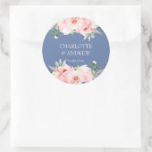 klantspecifieke florale bruiloft ronde sticker (Tas)