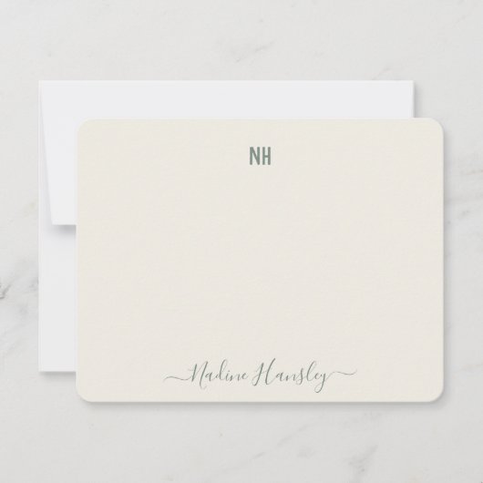 KLANTTEKST Persoonlijk Monogram Modern Manuscript Notitiekaartje (Voorkant)