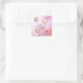 Klap Klink Wijn Glas Champagne Viering Vierkante Sticker (Tas)