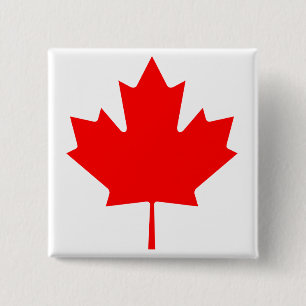 Klapperblad van Canada Vierkante Button 5,1 Cm