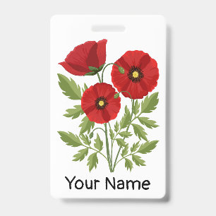 Klaproos bloeiende vrolijke zomerbloemen badge