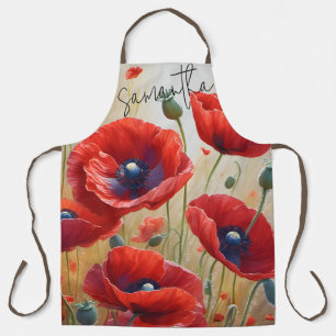 Klaproos Bloemen Bloeiende Schort - Gepersonalisee