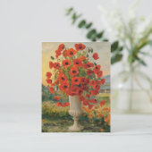 Klaproos Bloemen in een Vaas, Van Goh Stijl, Kleur Briefkaart (Staand voorkant)