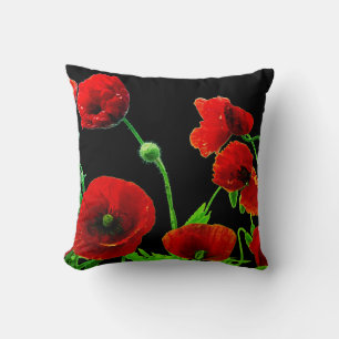 Klaproos Bloemen Kleurrijk Bloemig Abstract Rood Z Kussen