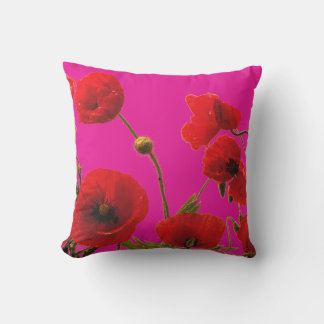 Klaproos Bloemen Oranje Heet Roze Bloemige Kunst A Buitenkussen