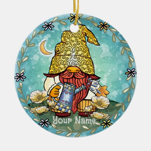 Klaproos kabouter keramisch ornament (Voorkant)