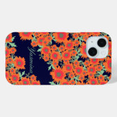  klaproos oranje blauwe damast naam Case-Mate iPhone case (Achterkant (horizontaal))