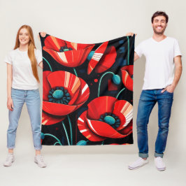 Klaproos Papaver bloemen Fleece Deken