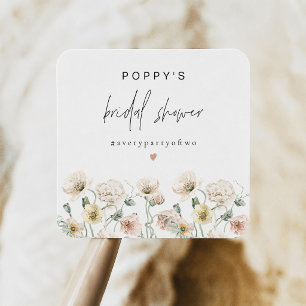 Klaproos Rustieke Pastelkleurige Wilde Bloemen Bru Vierkante Sticker
