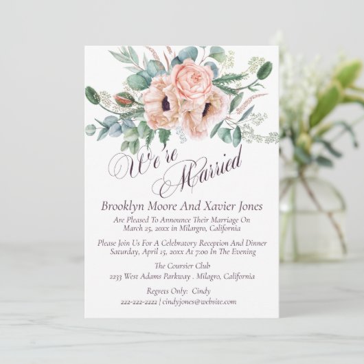 Klaproos Straling We Zijn Getrouwd Trouw Aankondig Kaart (Staand voorkant)