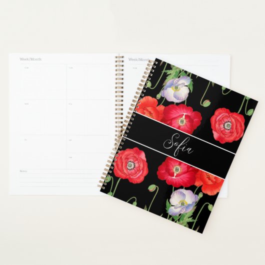  klaprozen bloemen monogram bloemen romantisch planner (Display)